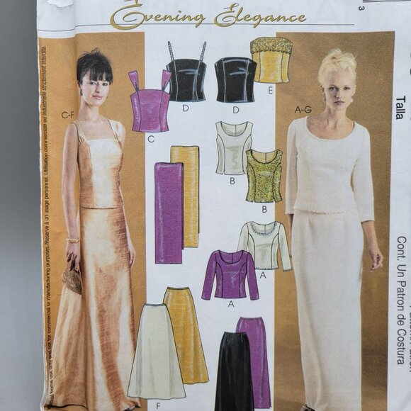 McCalls 3436 Evening Elegance Sewing Pattern Tops Skirts Stole Size 16-20 UNCUT - Picture 2 of 6